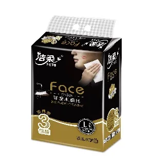 洁柔Face黑古龙水香可湿水面巾抽纸150抽3层(3包)*1提BR060-01
