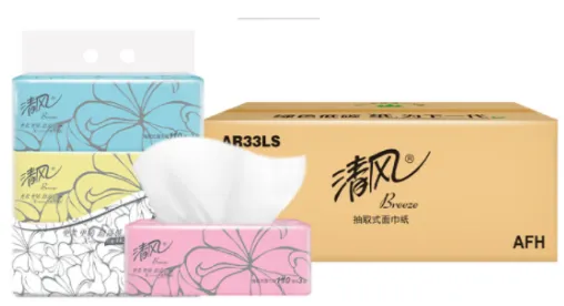 清风3层110抽柔韧超质感面巾纸抽纸(3包)*8提(整箱)AR33LS