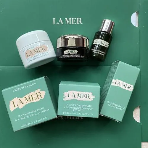 LA MER海蓝之谜小样三件套礼盒配手提袋(眼霜5ml 面霜7ml 精萃水30ml)