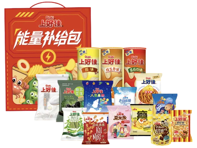 酸奶糖 100g 八宝果糖 96g 脆衣花生 85g 可可甜心 70g 荷兰豆 50g 瘾咸蛋黄味薯片 30g 醇脆薯片罐装 85g(原味) 醇脆薯片罐装 85g(咸蛋黄) 醇脆薯片罐装 85g(番茄) 日式鱼果 12g 鲜虾条 32g 粟米条 11g 汉